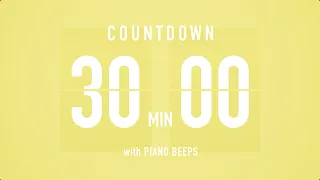 30 Minutes Countdown Timer Flip Clock / + Piano Beeps 🎹