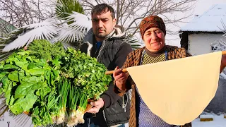 Yummy Vegetables Qutab - Azerbaijani Village Life Food Recipe | Rural Grandma Cooking