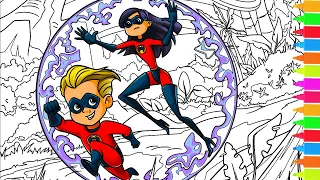 Coloring The Incredibles Violet & Dash, The Parr Familie | The Incredibles 2 Coloring Pages