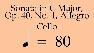 Suzuki Cello Book 4 | Sonata in C Major, Op. 40, No. 1, Allegro | Piano Accompaniment | 80 BPM