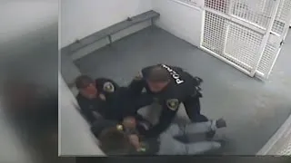 Video shows officers use force on handcuffed suspect in jail cell