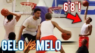 LAMELO BALL 6’7” NOW!? LiAngelo Ball VS MELO CRAZY BOUNCE! BOTH NBA READY?? JBA CHAMPS!