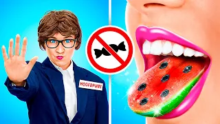 🍉HOE JE STIEKEM ETEN OP SCHOOL KRIJGT 📚 Coole stiekeme trucs en grappige momenten door 123 GO!