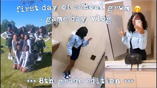 GRWM : first day of school 8th edition 🤭! + first gameday vlog | imani life . |