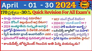 April 2024 Monthly Current Affairs | Current Affairs in telugu | Monthly Current Affairs 2024
