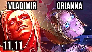 VLADIMIR vs ORIANNA (MID) | 11/1/2, 1400+ games, Legendary, 1.1M mastery | NA Grandmaster | v11.11