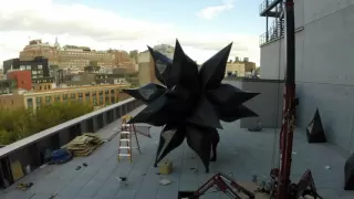 Installing Frank Stella: A Retrospective—Wooden Star I (2014) and Black Star (2014)