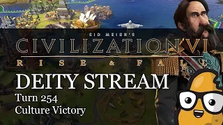 Turn 254 Brazil Deity Culture Victory Rise and Fall Civ 6 Stream - Livestream Gameplay