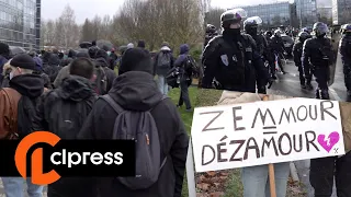 Manifestation à l'extérieur du meeting d'Éric Zemmour (5 décembre 2021, Villepinte) [4K]