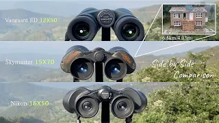 Vangaurd ED 12x50 VS Celestron Skymaster 15x70 VS Nikon 16x50 Binoculars Comparison