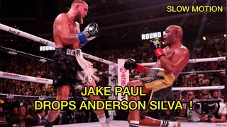 Jake Paul Knocks down Anderson silva replay in slow motion !