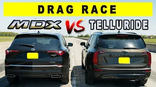 2022 Acura MDX vs Kia Telluride, drag and roll race. 3Row SUV Race!