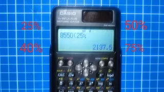 Cómo obtener el porcentaje %,  de una cantidad en calculadora científica CASIO fx-991 LA PLUS