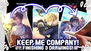 Keep Me Company As I Finish 3 Drawings! | No Talking | Soft Music