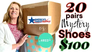 $100 for 20 Pairs MYSTERY Shoes ThredUp & America's Thrift Supply Unboxing For Resale