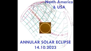 Annular Solar Eclipse of October 14, 2023 across USA & North America