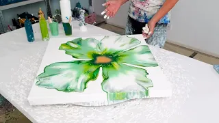 Surprising Vibrant GREEN💚 ~ Incredible Final Dutch Pour Flower Painting