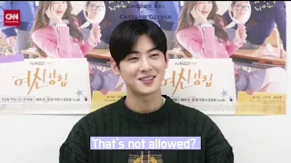 If you're Im Jukyung, you'll choose Suho or Seojun? || Cha Eunwoo ASTRO interview CNN Indo [ENGSUB]