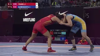 ( Women wrestling ) J.Wang ( China ) vs Z.Bakbergenova ( Kazakhstan )