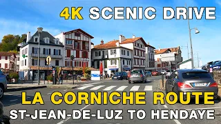 4K Scenic Drive LA CORNICHE ROUTE - ST-JEAN-DE-LUZ to HENDAYE, BASQUE COUNTRY, FRANCE 2020 Driving