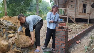 How To Build a Gate for The Farm - Use Cement Bricks, Sand and Stone, Complete Build Log Cabin House