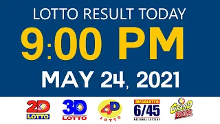 Lotto Results Today May 24  2021 9pm Swertres 2D 3D 4D 6/45 6/55 PCSO