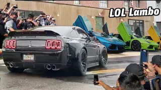 Lambo Owner thought he was cool Until a Widebody Mustang Showed Up!