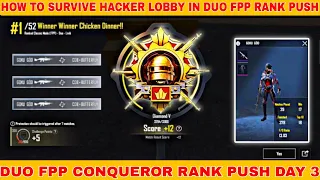 HOW TO SURVIVE HACKER LOBBY IN DUO FPP RANK PUSH || DUO FPP CONQUEROR RANK PUSH DAY 3 | MARIO GAMING