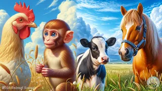 Cute Baby Monkeys: Cheetah, Baboon, Hen, Cow, Horse, Wildbeest - Wil Animal Sounds