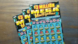 3 Mega Multipliers.   Pa lottery scratch tickets.