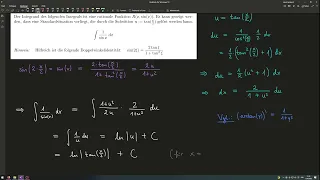 Trigonometrische Substitution  (Methoden der Integration 4 - Tutorium Analysis 2)