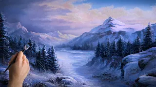 Winter Mountain Pass | Landscape Painting - Paint with Kevin®