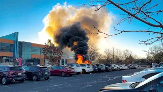 Car Fire with Multiple Exposures (Jeep) Brick New Jersey 2/18/23