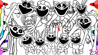 Poppy Playtime Chapter 3 Coloring Pages / How To Color Monsters Smiling Critters / NCS Music