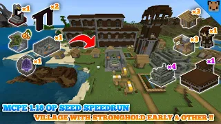 Minecraft pe 1.18 seed speedrun - Village & pillage with stronghold early / Portal with 2 Fortress !