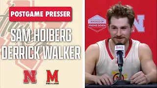 Nebraska Basketball's Derrick Walker and Sam Hoiberg react to Huskers' 70-66 OT win over Maryland