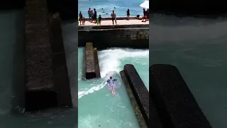 SURFER GETS SUCKED INTO STORM DRAIN #shorts