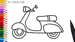 How to Draw Scooter Step by Step Learn Drawing Scooter Very Easy and Simple for Kids