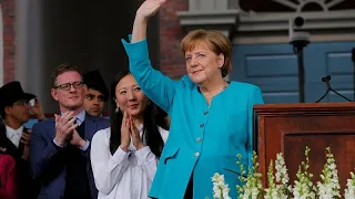 Angela Merkel lays out legacy in Harvard speech