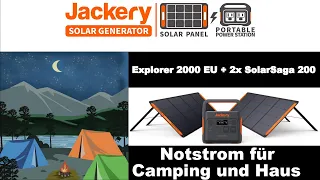 Jackery Explorer 2000 EU + 2 x SolarSaga 200 - Ladekapazität  2160 Wh Strom für deine Geräte 🛴📱📺!