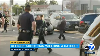 Video shows LAPD shoot hatchet-wielding man in North Hollywood