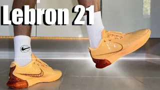 Nike LeBron 21 on Feet (Dragon Pearl)