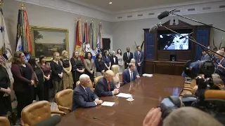 President Trump Participates in a Video Call with the First All-Women Spacewalk Crew