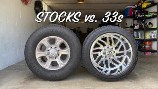 Stock Wheels & Tires vs. Aftermarket 22x12's & 33x12.50's!!