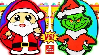 Huevos Sorpresa Gigantes de Papa Noel o Santa Claus VS El Grinch de Plastilina Play Doh en Español