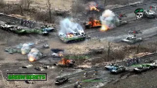 BRUTAL FOOTAGE!! Hundreds Russian T-72B Tanks Blow Up by Ukrainian landmines near Vuhledar