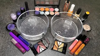 Purple Vs Orange-Mixing Makeup Eyeshadow,Lipstick into Clear Slime