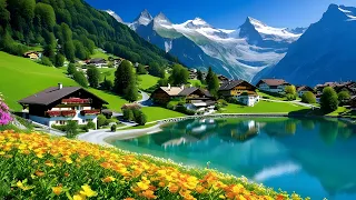 Hermosa Música relajante con paisajes de los Alpes Suizos, bellos escenarios de Suiza | Switzerland