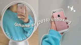 iphone se (2016) aesthetic unboxing 🌸 rosegold + little camera test in 2021