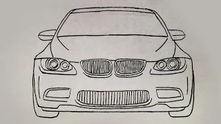 Basit BMW Araba Çizimi | How to Draw BMW Car Step By Step - Spor Araba Çizimi!
